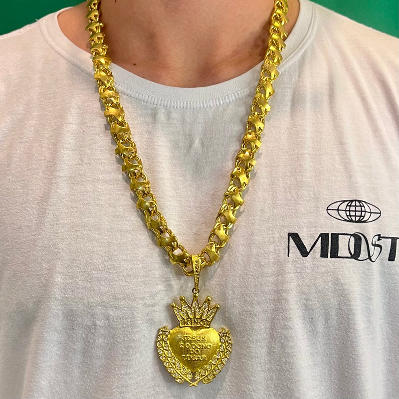 Kit Friso X 70cm Pingente Coração Grande Moeda Antiga