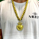 Kit Friso S 12mm 70cm Pingente Coração Grande Moeda Antiga