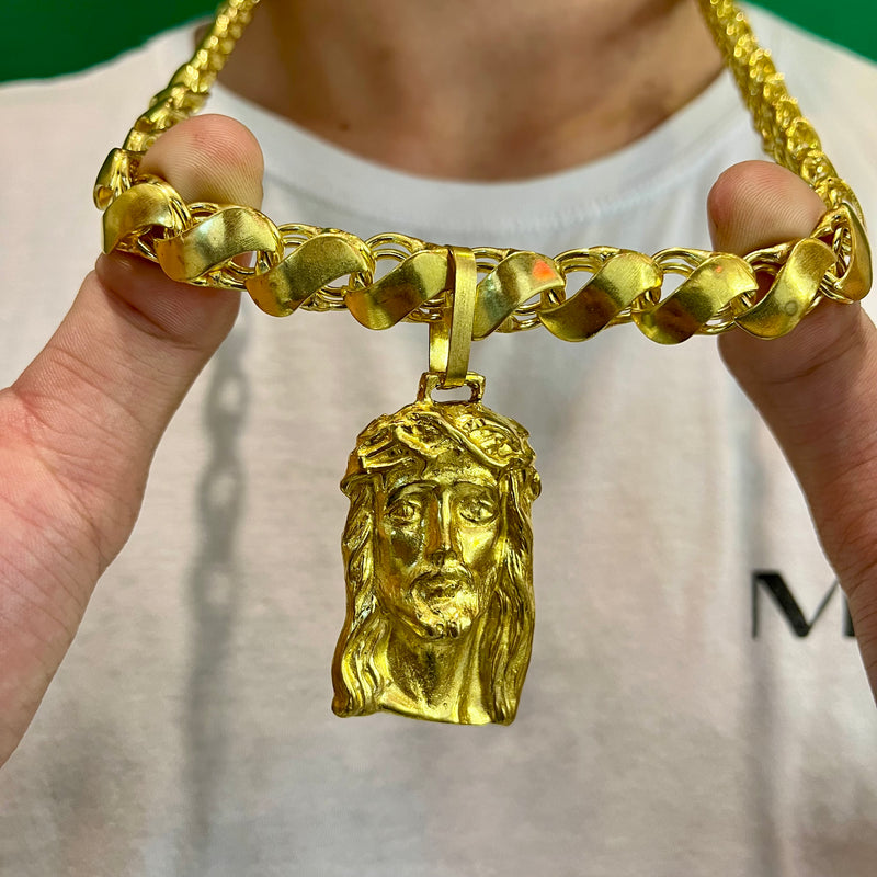 Kit Friso S 12mm 70cm Pingente Jesus Detalhado Moeda Antiga