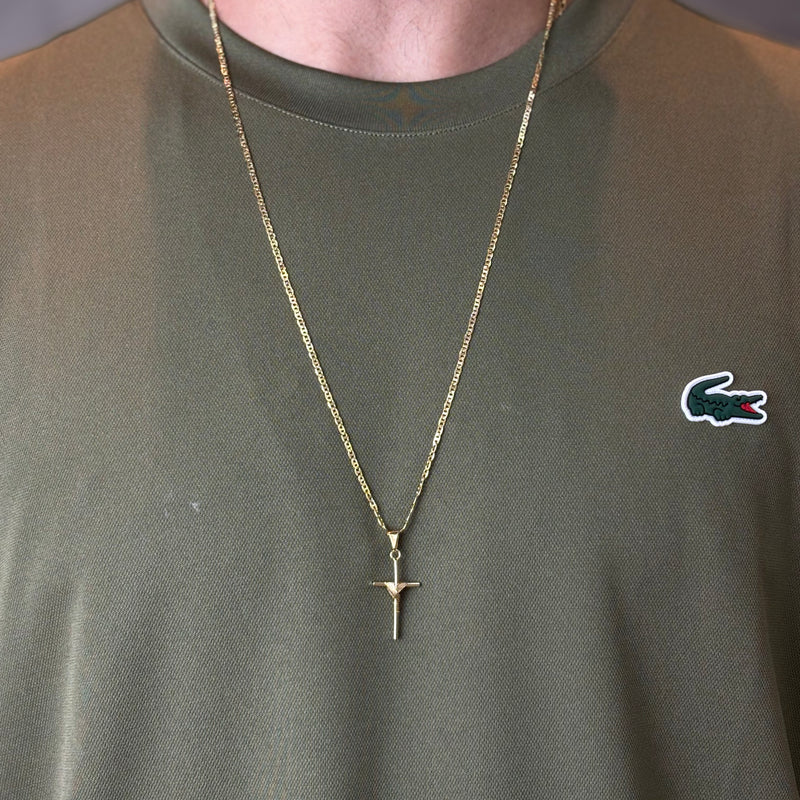 Cordão/Corrente piastrine 2mm 70cm+ Crucifixo trançado