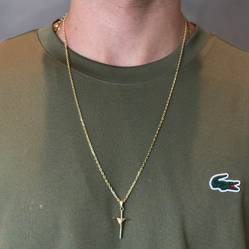 Cordão/Corrente Cadeado 2mm 70cm+ Crucifixo trançado