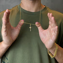 Cordão/Corrente Cadeado 2mm 70cm+ Crucifixo trançado