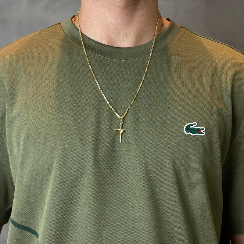 Cordão/Corrente Cadeado 2mm 60cm+ Crucifixo trançado