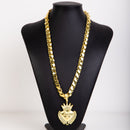 Kit Friso S 12mm 70cm Pingente Coração Grande Moeda Antiga