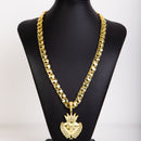 Kit Friso X 70cm Pingente Coração Grande Moeda Antiga