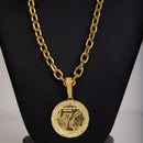 Pingente 7 Redondo Cravejado Moeda Antiga